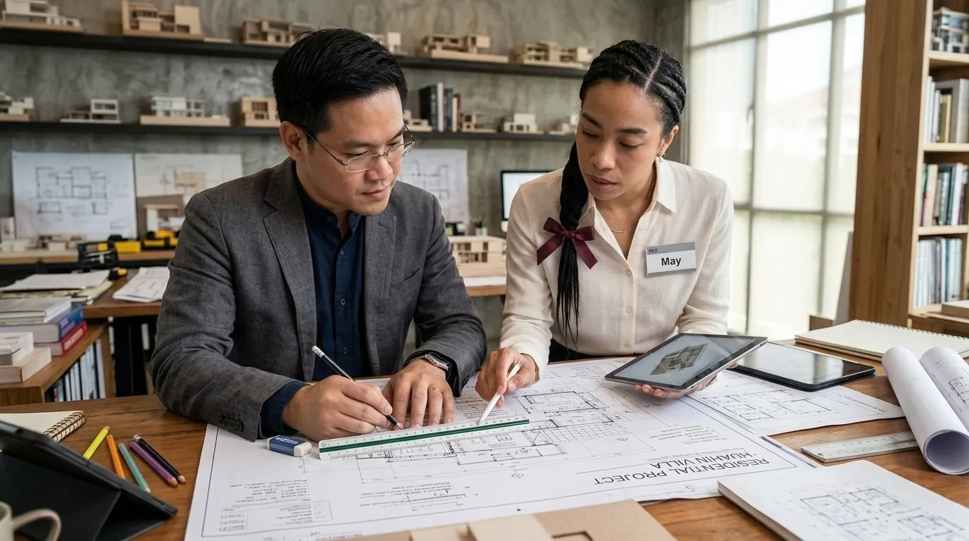 Project planning over architectural drawings